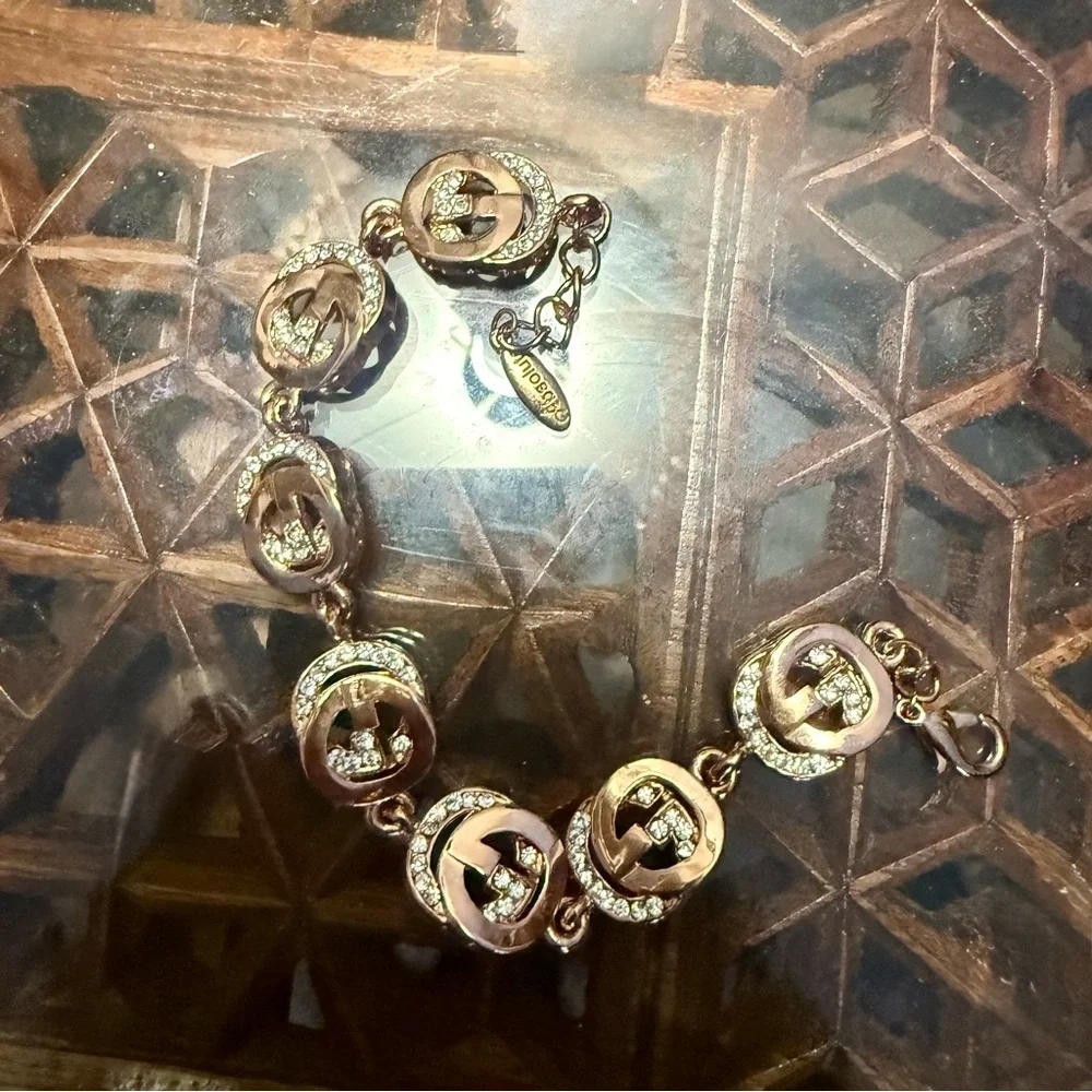 Gold Crystal Link Bracelet - Picture 2 of 5